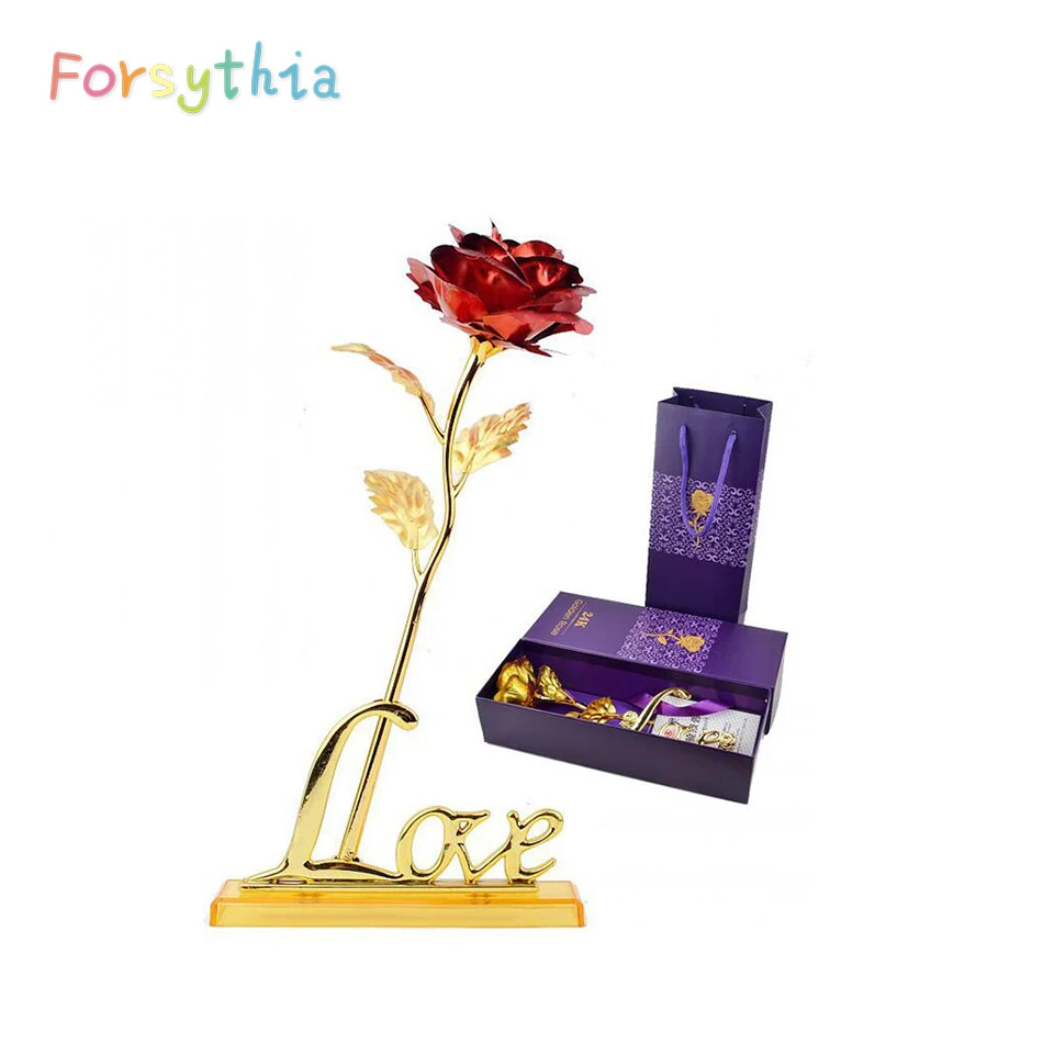 

24K Foil Plated Gold Rose Gift For Girlfriend Valentine's Day Gift For Mother's Day Artificial Flower Wedding Decoration