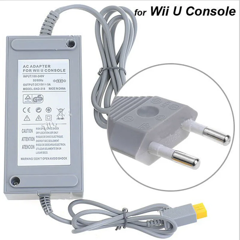 

US/EU Plug 100-240V 15V 5A Home Wall Power Supply AC Charger Adapter Cable for Nintendo Wii U WiiU Game Console Host