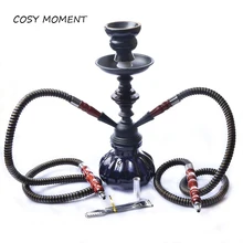 Уютный момент Стекло кальяна комплект с керамическая чаша кальяна двойной шланги металлические щипцы для углей Аксессуары Кальян наргиле комплект YJ412