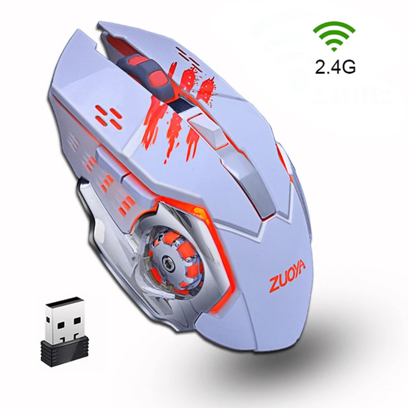 Бесшумная игровая мышь 3200 DPI компьютерная оптическая светодиодная 2 4G