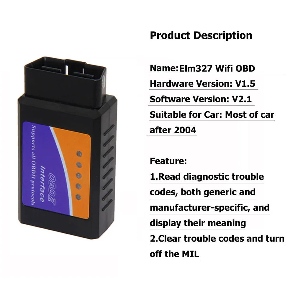 Elm327 واي فاي OBD2 V1.5 تشخيص السيارات السيارات سكانر مع أفضل رقاقة Elm 327 Wifi OBD مناسبة ل IOS الروبوت/ فون ويندوز Elm327 واي فاي OBD2 V1.5 تشخيص السيارات السيارات سكانر مع أفضل رقاقة Elm 327 Wifi OBD مناسبة ل IOS الروبوت/ فون ويندوز