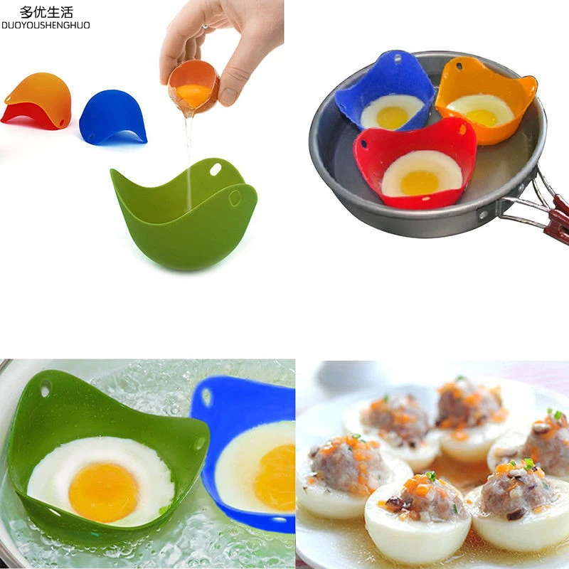 4pc/Lot Egg Poacher Silicone Pancake Egg Poach Pod Baking Cup Kitchen
