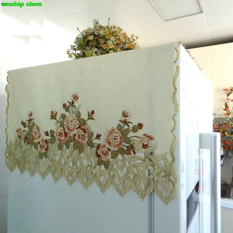 Золотистая Роза высокого класса Роскошная вышивка ткань искусство Европейский стиль холодильник пылезащитный чехол