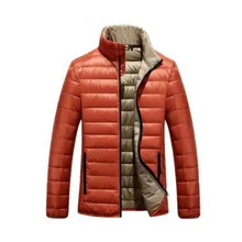 New Arrival Winter Mens Down Jackets Orange Lightweight Contrast Color Down Jacket For Man Overcoats Parkas Hombre Invierno