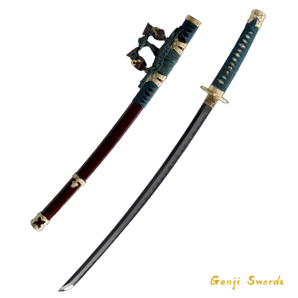 Japanese Katana Manual Grinding Damascus Folded Steel Clay-Tempered Samurai Sword Saber Tachi