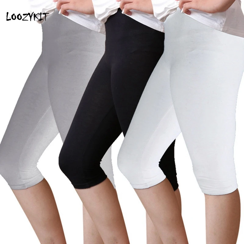 

Loozykit 3PCS Sport Leggings Women Slim Breathbale Cropped Trousers Ladies Thin Solid Legging Elastic Short Pants Pantalones