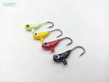 

FANTU 4PCS/lot Fishing Ice Jig Head With An Eyelet Ice Fishing Hook Lead Fishing Artificial Winter Mini Metal Baits