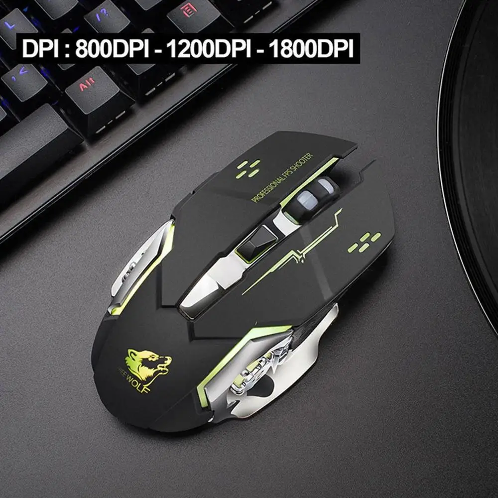 Черный X8 2400 dpi Супер тихая Беспроводная игровая мышь перезаряжаемая компьютерная мышь оптическая игровая геймерская мышь для ПК черная дропшиппинг - Цвет: Черный