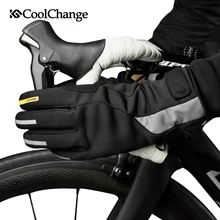 CoolChange Bike Gloves Winter Waterproof Warm Sports MTB Bicycle Gloves GEL Long Finger Screen Touch Anti-Slip Cycling Gloves