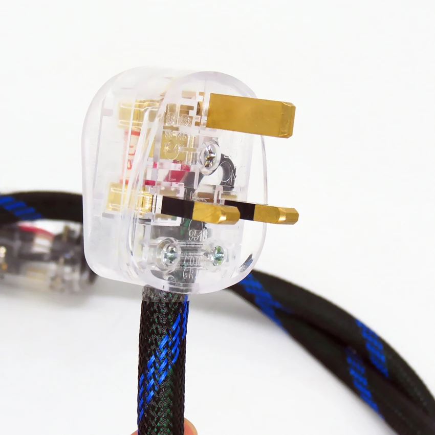 Britain Electric plug Power supply cable 4N OFC HIFI Power cable Anti-interference Home sound device audio line Extension Socket