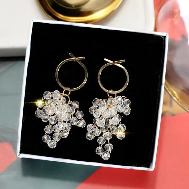 

Crystal Geometric Long Dangle Earrings Big Drop Earrings for Women Jewelry