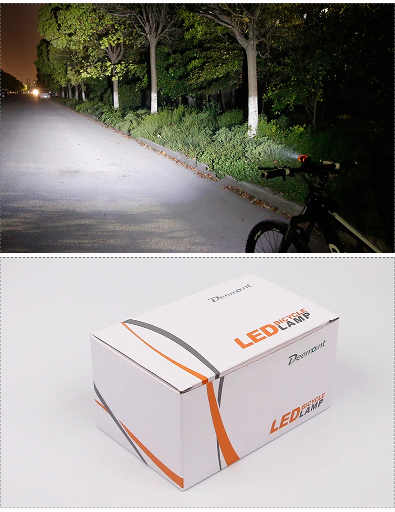 Clearance Deemount Cycling Font Lamp 8-22.5 Hours 400Lm Bicycle Headlight LED Lamp Front Lighting Flash Lantern Torch 18650 Battery Kit 26