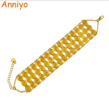 Anniyo 19 см Арабский Браслет Женский/мужской золотой цвет браслет с монетами торговля ислам Ближний Восток цепь ювелирные изделия Африка подарки#045106