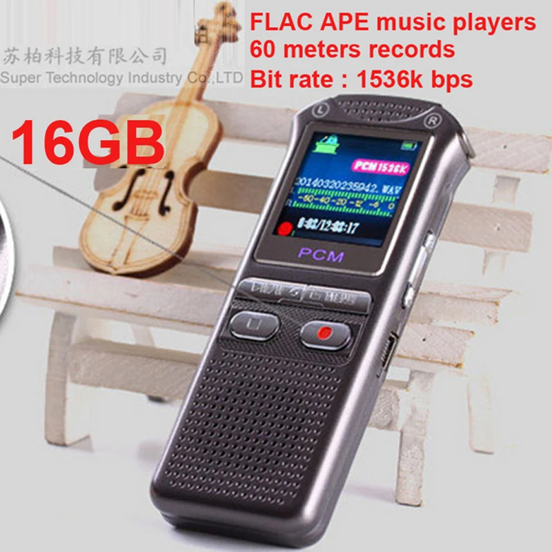 

bit rate 1536kbps audio recorder 60m voice recorder 16gb time stamp+voice activate+password digital recorder APE FLAC player