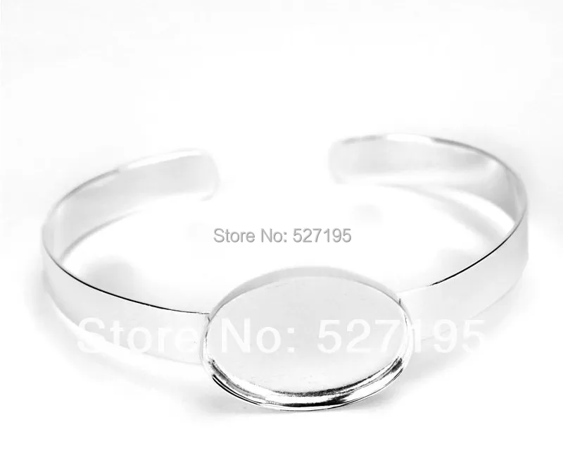 

Free shipping, Silver plated 18*25mm Bangle Bracelet Blank Base Tray Bezel Cabochon Setting Jewelry finding