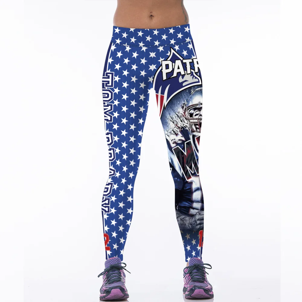 

Sexy Leggings Women Elastic Sporting Fitness Legging 3D Printed NFL Tom Brady Patriots Workout Pants Trousers Leggins