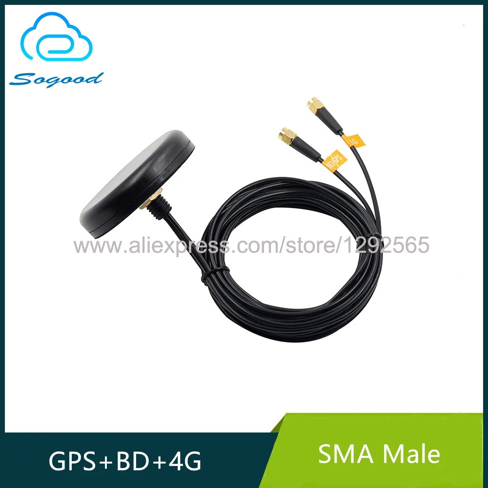 GPS+BD+4G/3G/GSM outdoor and indoor full frequency positioning extennal active SMA male interface RG174 3M cable combo antenna |