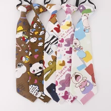 Удобный галстук для детей, хлопковый и льняной с принтом, рисунок с героями мультфильмов, для детей, для выступлений, для родителей и детей