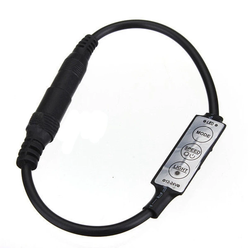 

Low-profile Inline Controller Mini 3 Key Dimmer Switch for LED Strip Light Black