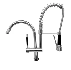 Polished Chrome Commercial & Home Pull Out Spray Swivel Spout Single Hole Kitchen Sink Mixer Tap / Faucet asf079