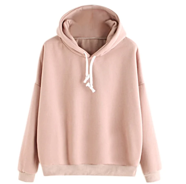 

New Hot Autumn Winter Sweatshirts Women Solid Plain Long Sleeve Casual Hooded Clothes Sweatshirt Pullover Tops Blouse Female