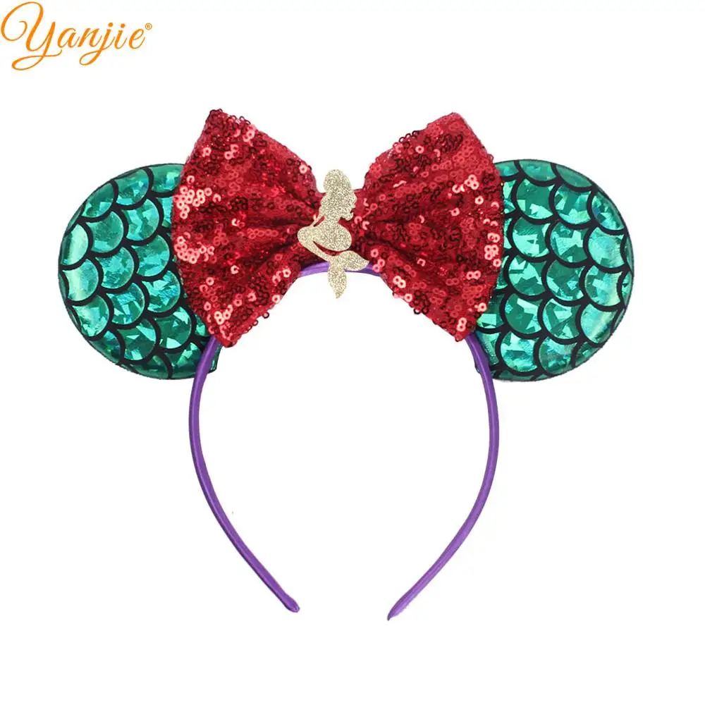 head scarves for women Mermaid Mouse Ears Headband Sequin Hair Bows Hairband DIY Girls Hair Accessories For Kids Trendy Spring Haarband Mujer best hair clips Hair Accessories