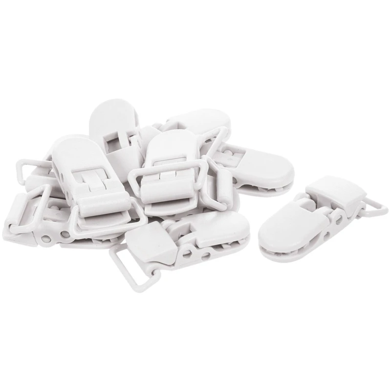 

50 pcs Pacifier clip suspender strap white plastic clip
