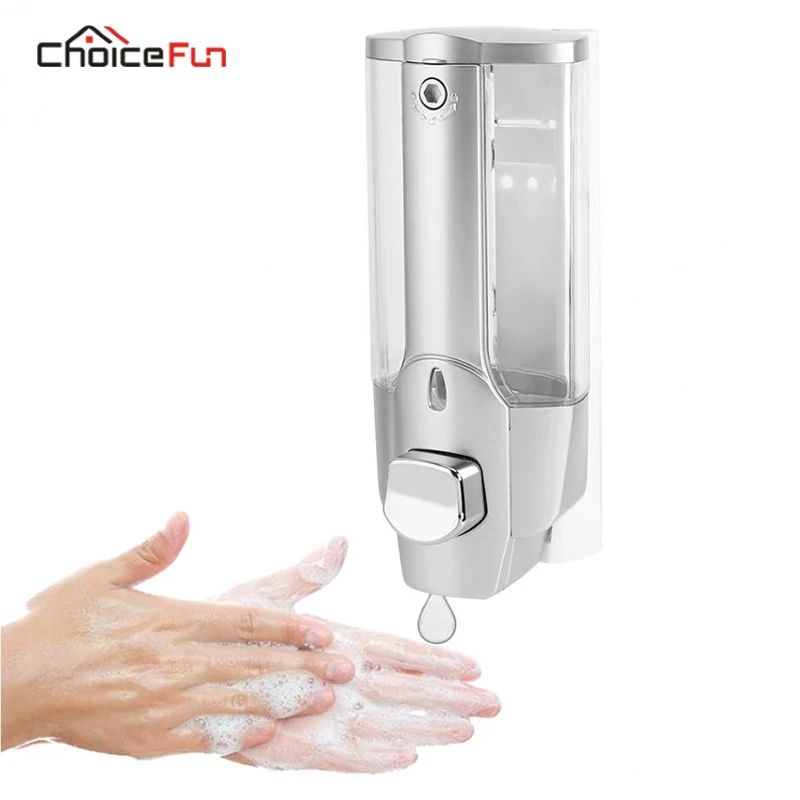 CHOICE FUN 350ml Wall Mounted Plastic Silver Washroom Hotel Bath Bathroom Set Shampoo Liquid Soap Dispenser For Shower CHOICE FUN 350ml Wall Mounted Plastic Silver Washroom Hotel Bath Bathroom Set Shampoo Liquid Soap Dispenser For Shower