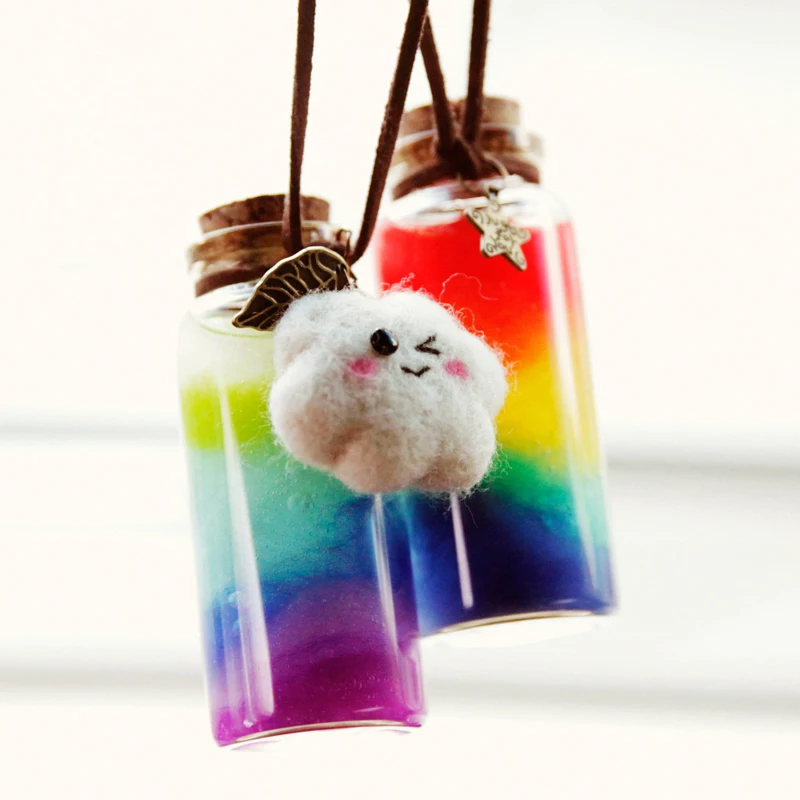 

1 Set DIY Material Bag for Beginner Non-finished Products Lucky Bottle Wool Felt Poke Wishing Bottle Felt Poked for Needles