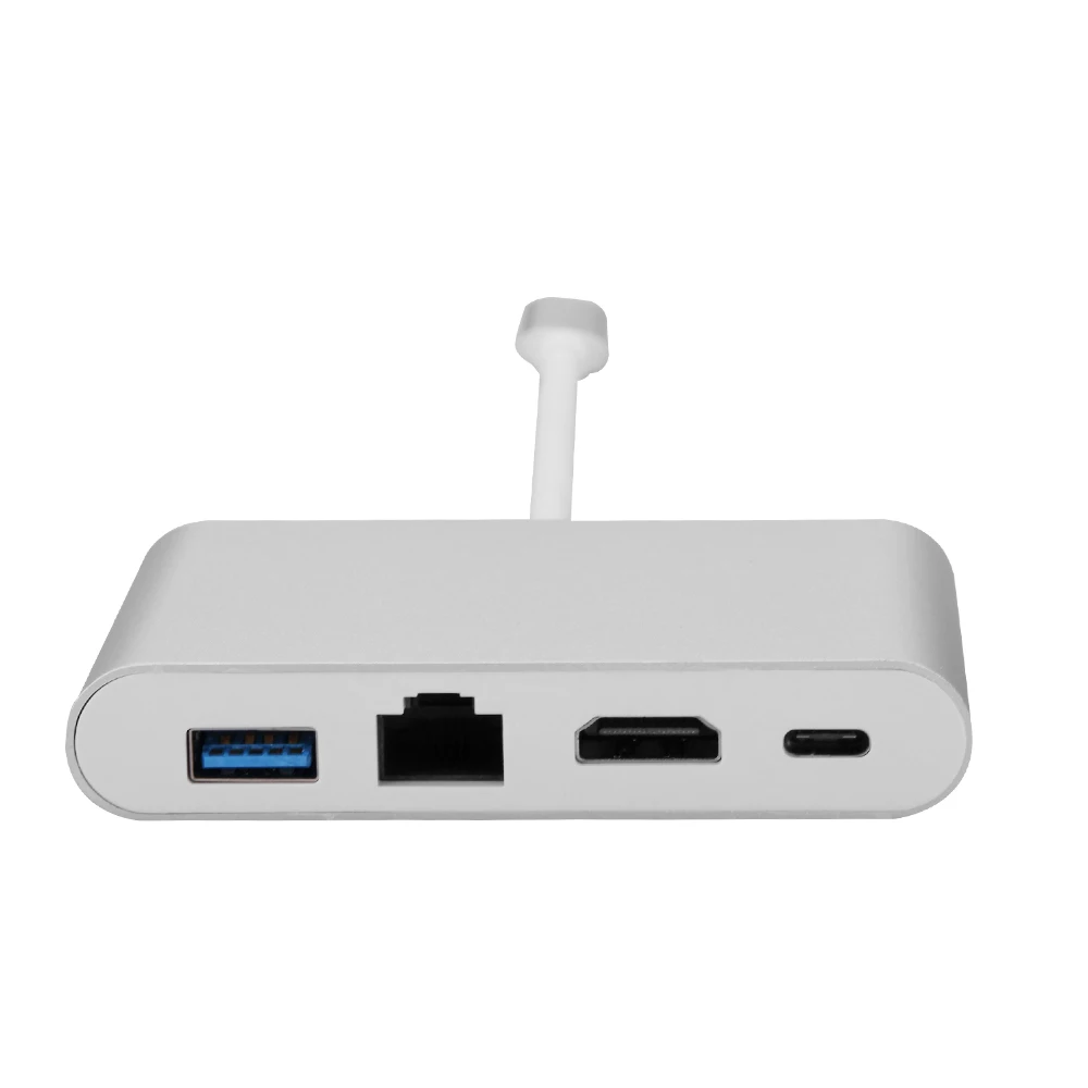 Корпус из алюминиевого сплава USB3.1 Type C к USB3.0 * 3 Hub + TypeC PD зарядный HDMI адаптер для Apple