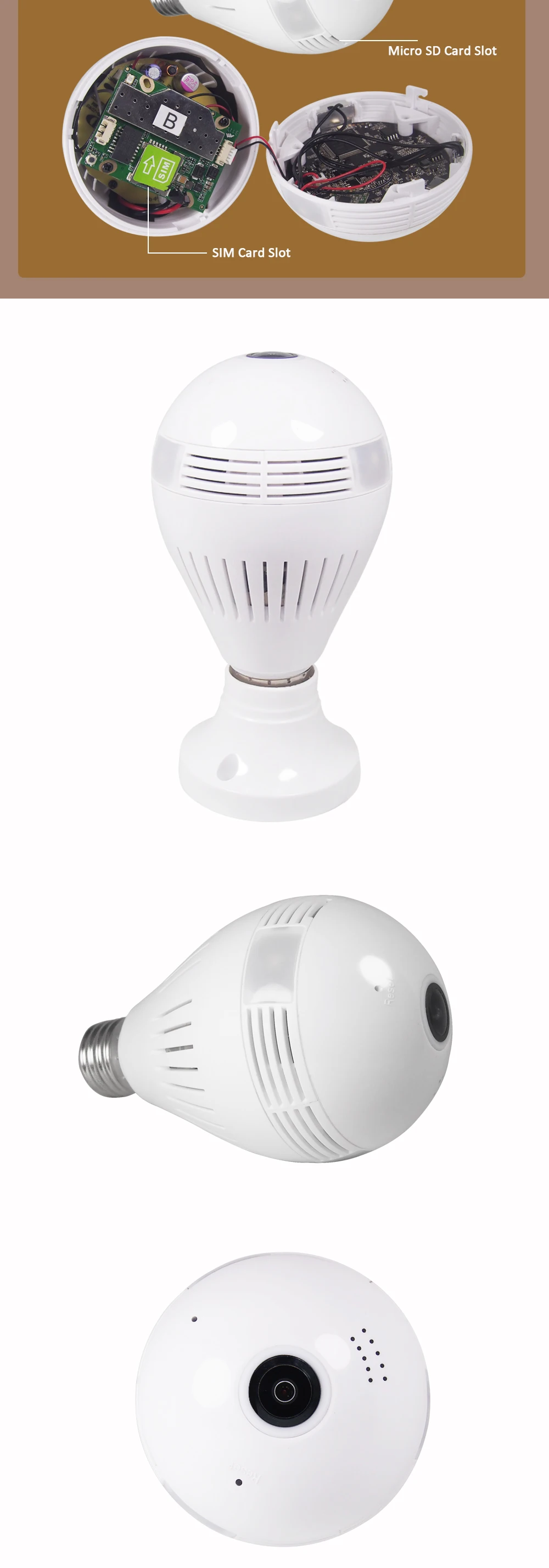 1080P HD Wireless Dome IP Camera Bulb Wi-Fi 360 Degree FishEye VR Audio Home CCTV Security Light Module Camera 4