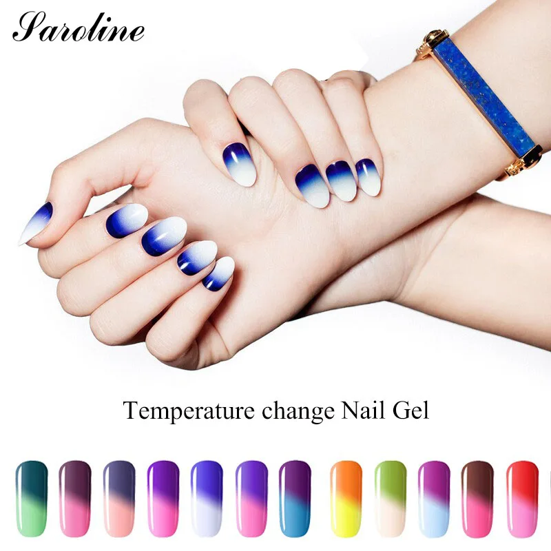 

Saroline Temperature Changing Colors Nail Gel Polish Semi-permanent Hybrid Varnish Soak Off Thermal Color Change UV Gel Lacquer