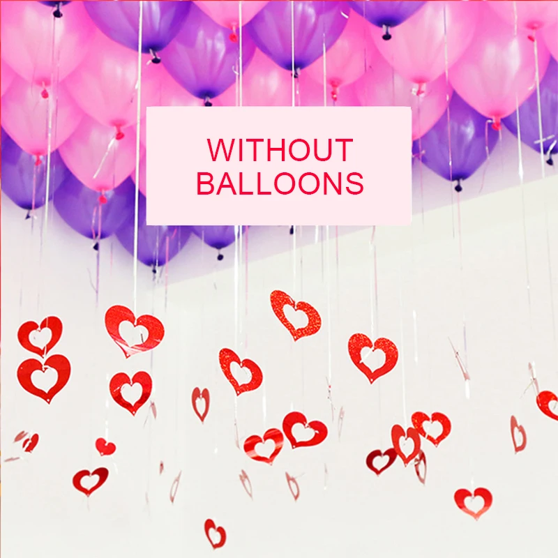Wedding Decoration 100pcs Heart Shiny Balloon Ribbon Pendant Merry Christmas Party Decorations Baby Shower Unicorn Party Boda