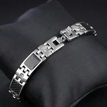 TrustyLan 10 мм Широкие мужские браслеты из нержавеющей стали с браслет с магнитом Модные мужские ювелирные изделия забота о здоровье мужские браслеты