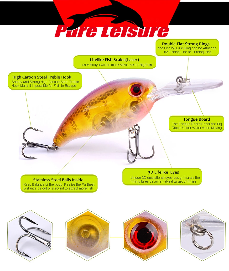 PureLeisure 7 шт. рыболовные приманки гольян твердый воблер 3D глаза пластиковые приманки 10 см зимние летающие рыболовные снасти