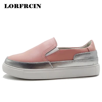 

Women's Shoes Loafers Genuine Leather Flats For Women Sneakers Ladies Slip On Platform Casual Shoes Woman Creepers 2018 LORFRCIN