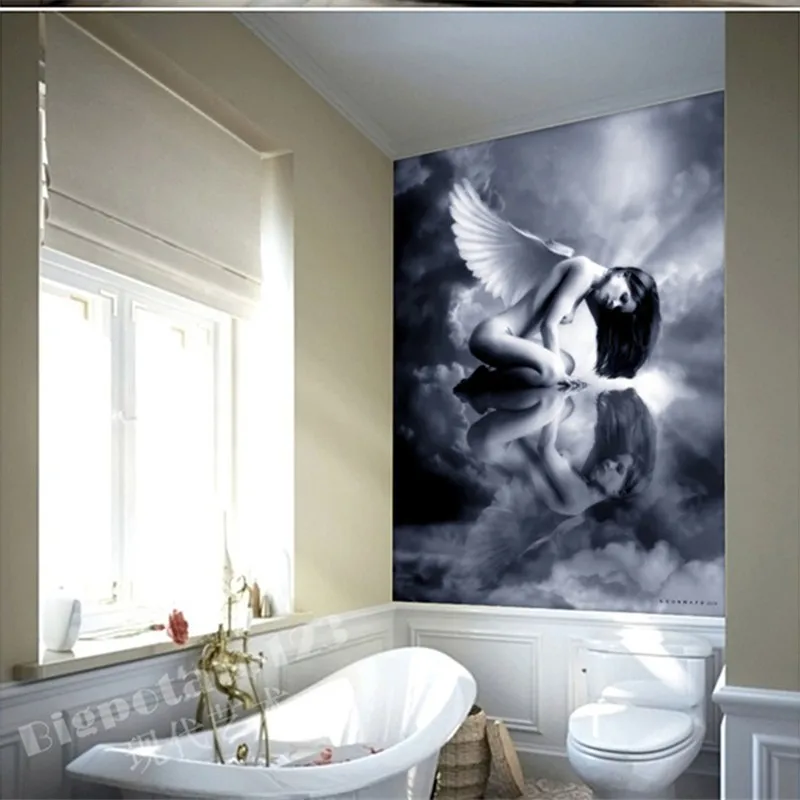 Free-shipping-Fallen-Angels-bedroom-nude-body-painting-freehand3D-stereoscopic-hotel-entrance-large-mural-wallpaper-Custom (2)