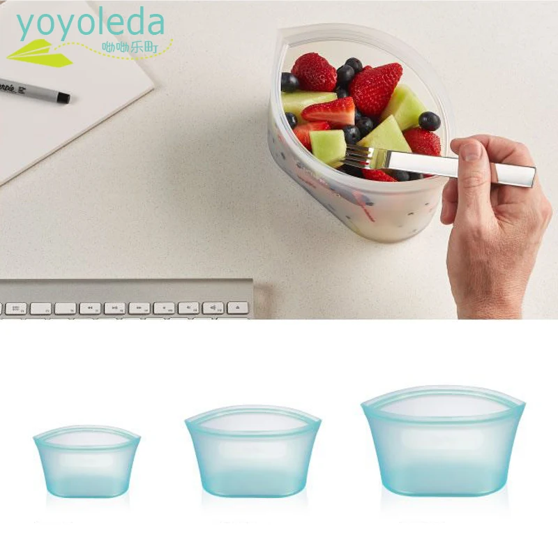 

Lunch Box Food Container Portable Rice Container Dinnerware Sets Reusable Silicone Food Bag Fresh Leakproof Sealed Bags