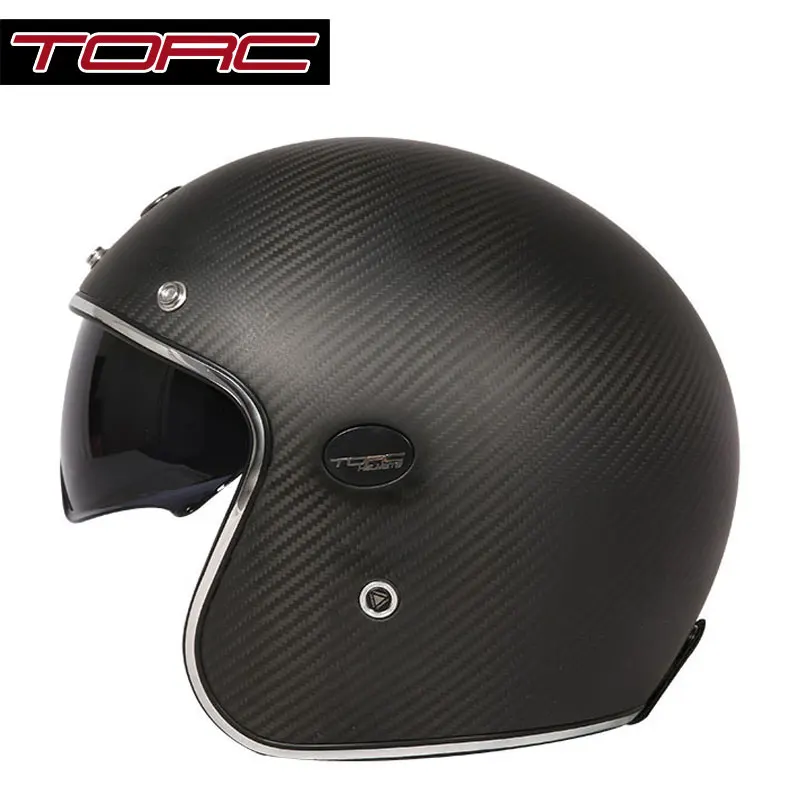 Шлем TORC V587 из углеродного волокна в винтажном стиле, мотоциклетный rcycle шлем с солнцезащитным щитом, ретро мото rbike шлем с открытым лицом, скутер, мото шлемы