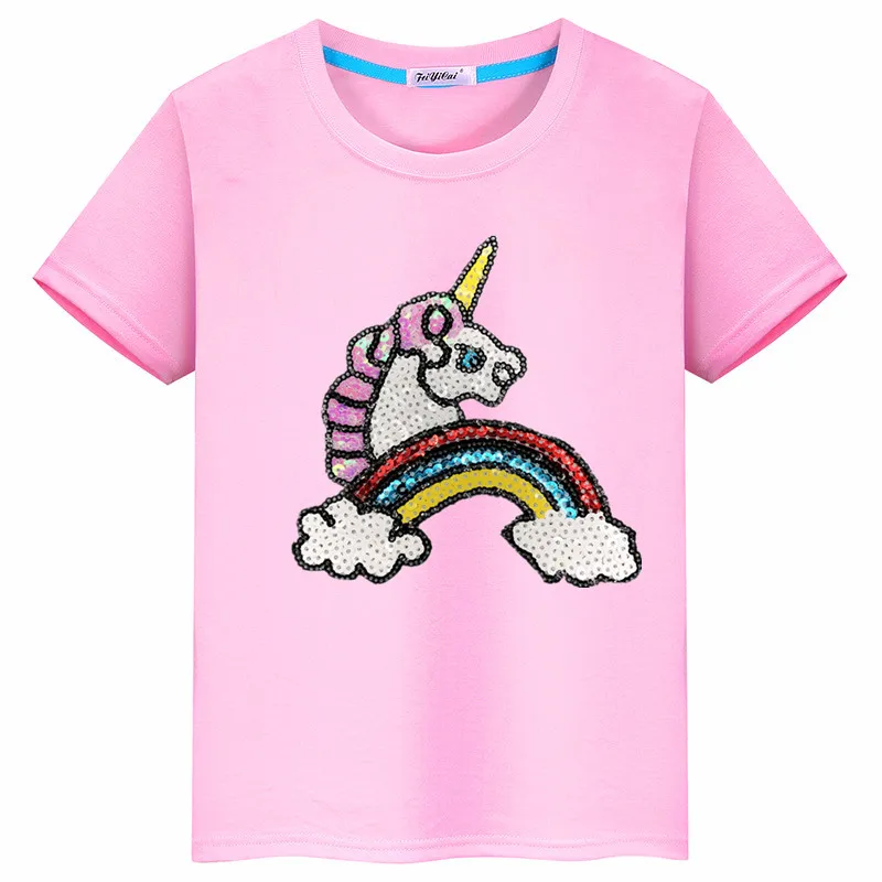 

New summer cute sequins unicorn series Heat transfe cloth stickers children's clothing DIY cloth badge short-sleeved t-shirt