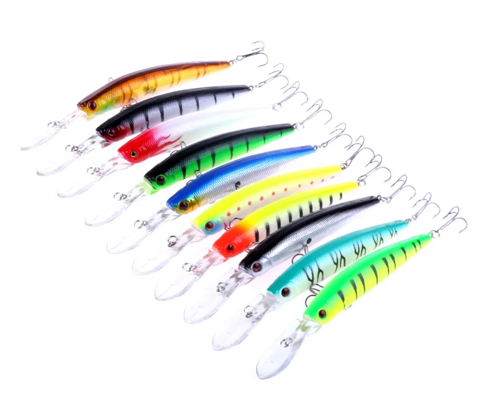 

100pcs Minnow Fishing Lures 14.5CM 14.7G Hooks Fish Minnow Lure Tackle Hard Bait Pesca Wobbler Artificial Swim bait
