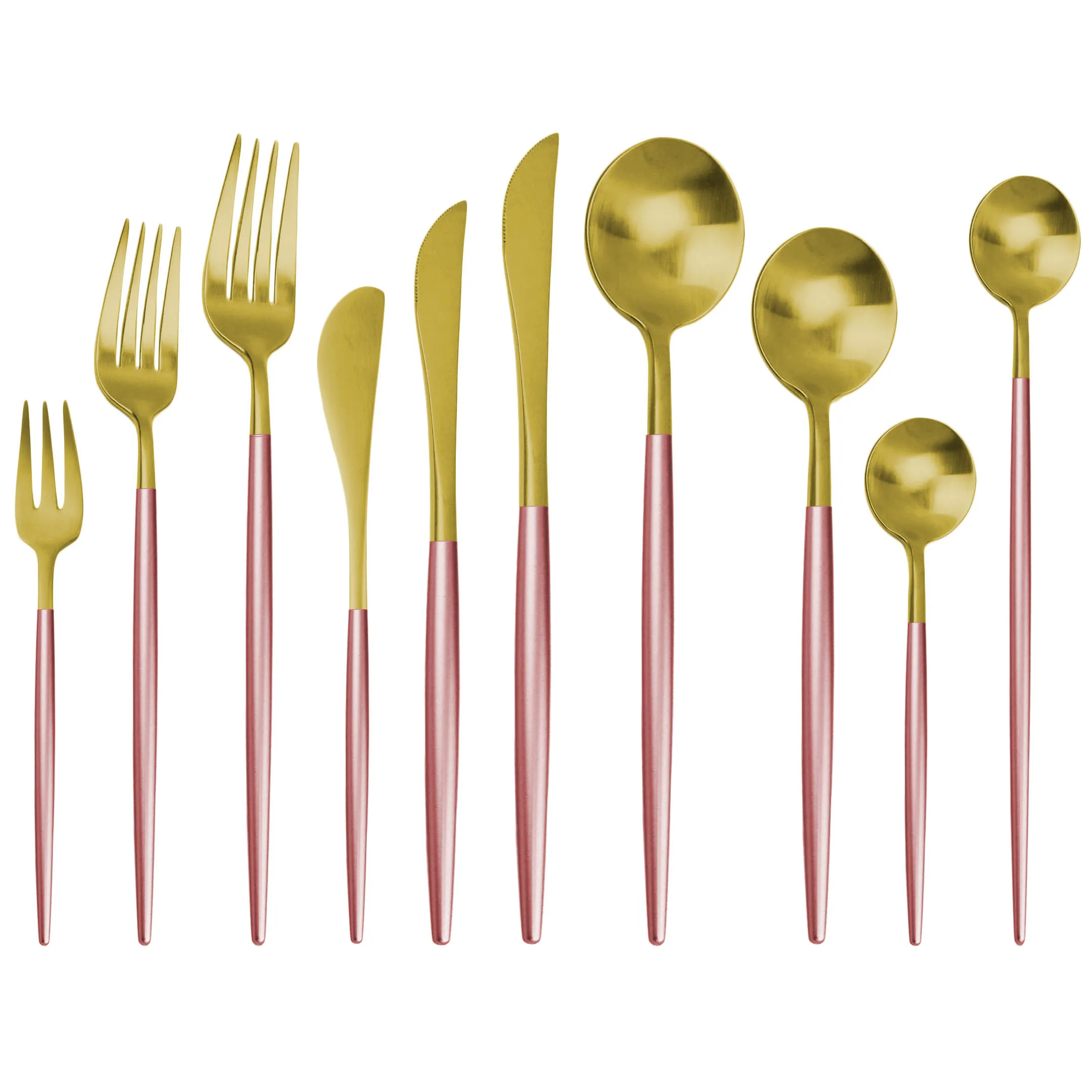 Juego de cubiertos de oro rosa 18/10, juego de cubiertos de acero inoxidable, cuchillo de mantequilla, postre, cuchara para cenas, tenedor, cuchara de hielo, juego de vajilla|Juegos de vajilla| - AliExpress