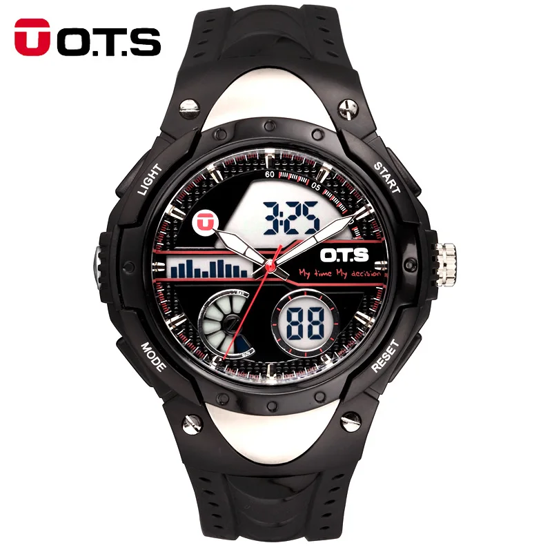 

OTS Mens Watches Top Brand Luxury Military Man Watch Dual Display 50M Waterproof Sport Wristwatch Gifts