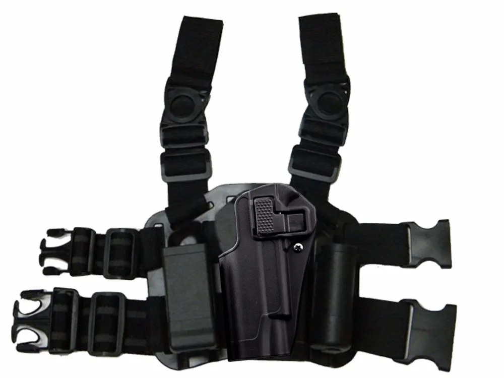 Tactical Dropleg Drop Leg Left Handed 1911 Holster Magazine Flashlight