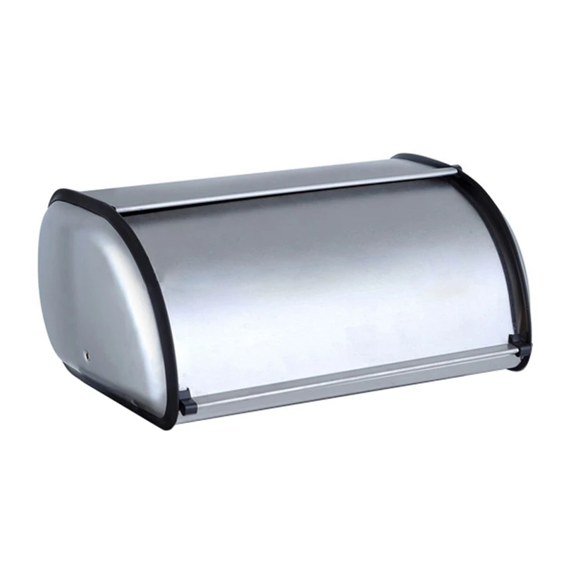 34x21x14.5cm  1pcs Silver  Stainless Steel Bread Box Storage Bin Keeper Food Kitchen Container