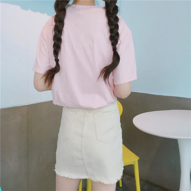 Harajuku Kawaii клубничное молоко футболка с изображением школьницы одежда японская