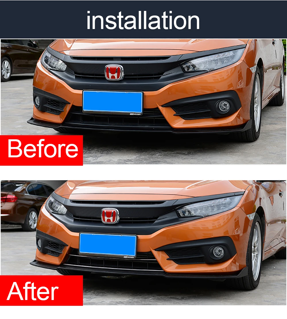 Для Honda Civic 10th передний нижний бампер для губ Гриль Крышка протектор-вкладка формовочная отделка автомобильные аксессуары 2 шт