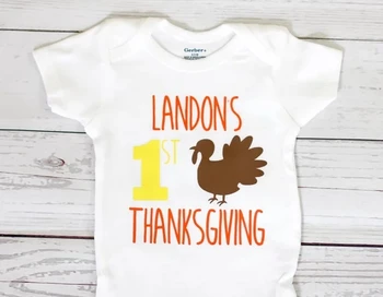 

personalize turkey coming home outfit, thanksgiving baby shower bodysuit onepiece romper Outfit kids t shirts birthday tees