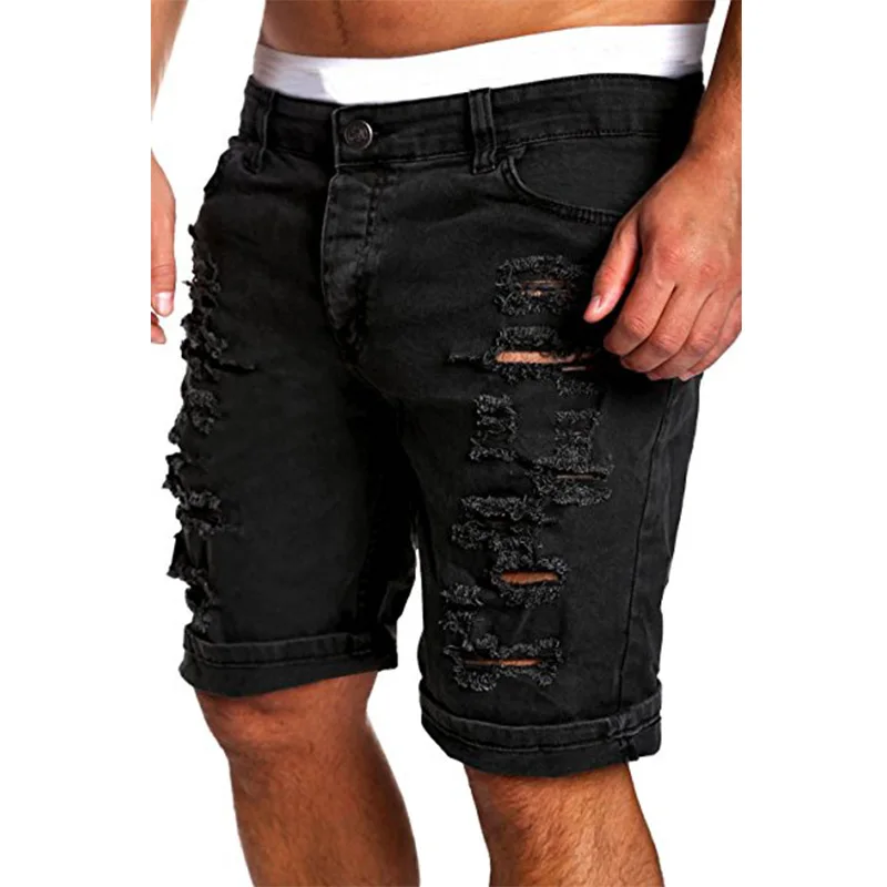 

Hemiks Solid Casual Men Jeans Short Pants Summer Cotton Blend Zipper Fly Hold Jeans Homme Fashion Streetwear Skinny Jeans Men