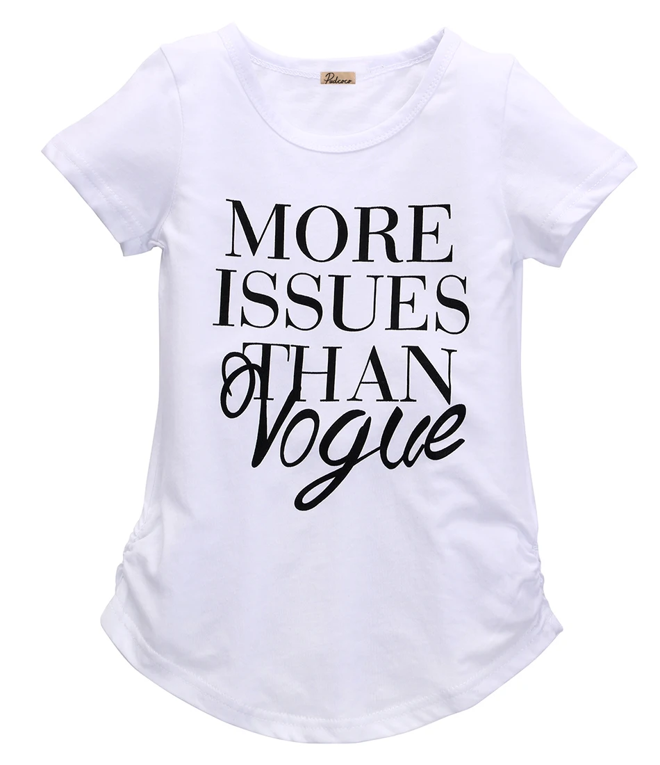 

Infant Kids Clothes Girls Summer Letter Print Tops Short sleeve T-shirt Black White Cute Fashion Clothes 2-7Y